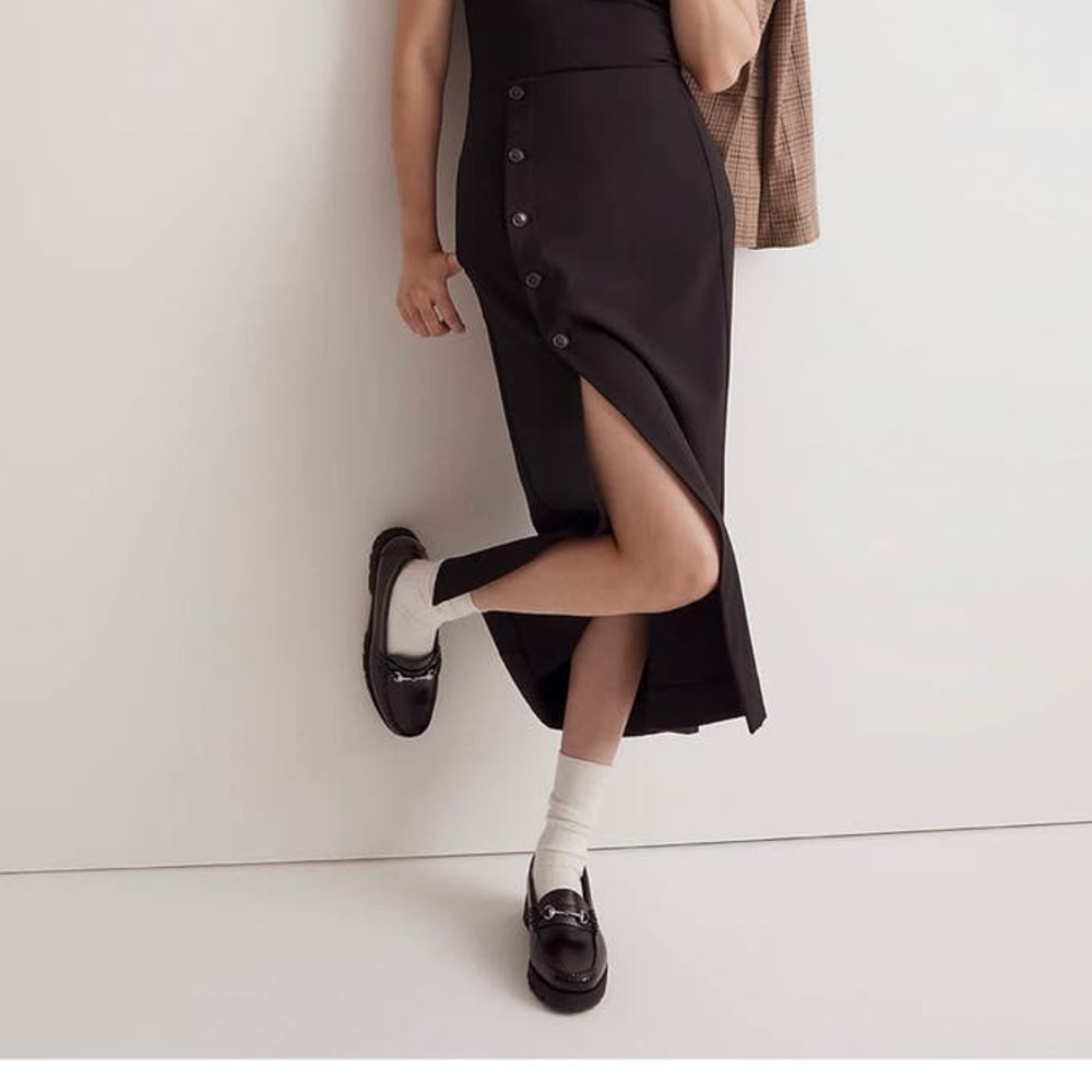 Madewell Wrap Midi‎ Black Skirt Size 4